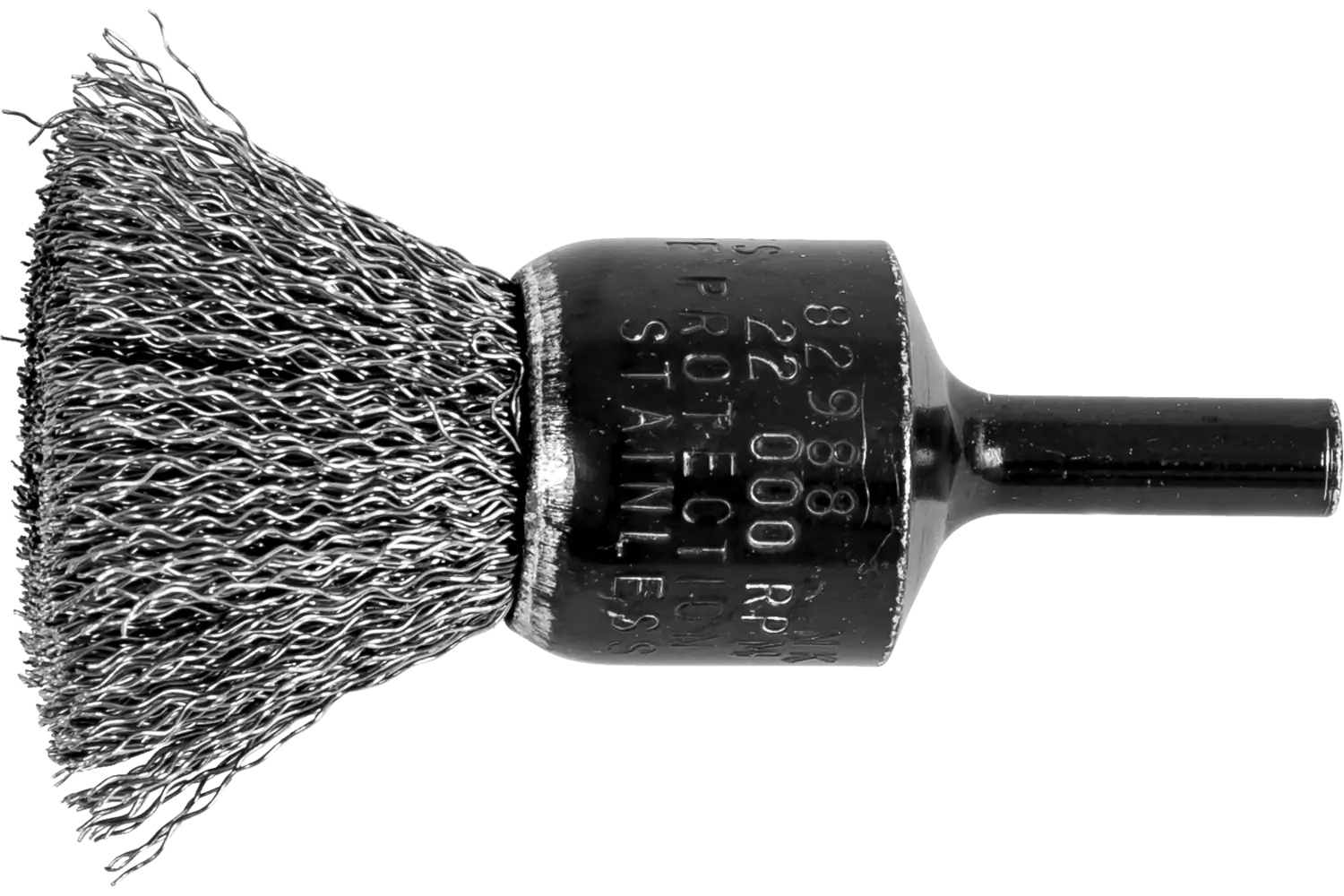 Picture of Pferd Crimped Wire End Brush 3/4" Dia. .010 Stainless Steel 1/4" Shank